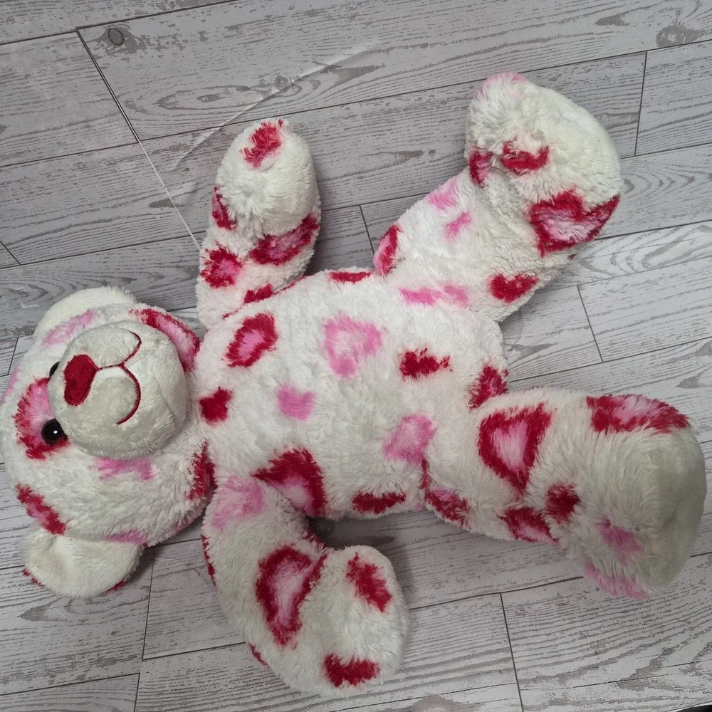 Build-A-Bear Valentine's Hearts Teddy Bear White Pink Red Hearts Plush
